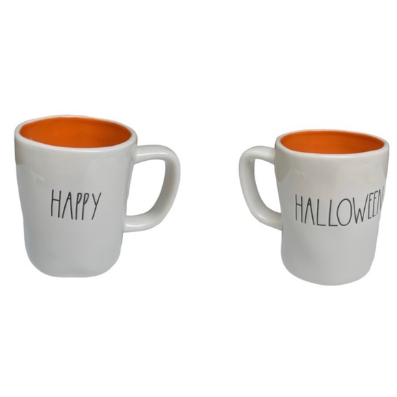 Rae Dunn Other - Rae Dunn HAPPY HALLOWEEN Mug Double Sided White Orange Interior NWT 2017 OG